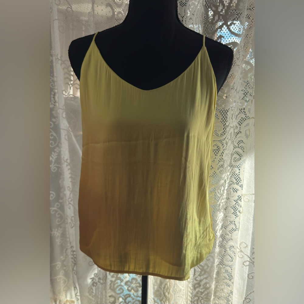 Rachel Zoe Women’s Sz Small Yellow Satin Feel Spaghetti Strap Camisole Tank Top - Picture 6 of 6